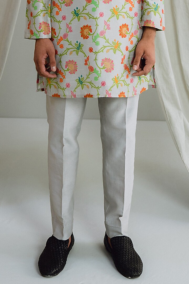 Ivory Dupion Silk Digital Printed Kurta Set by Drishti & Zahabia Mens at Pernia's Pop Up Shop