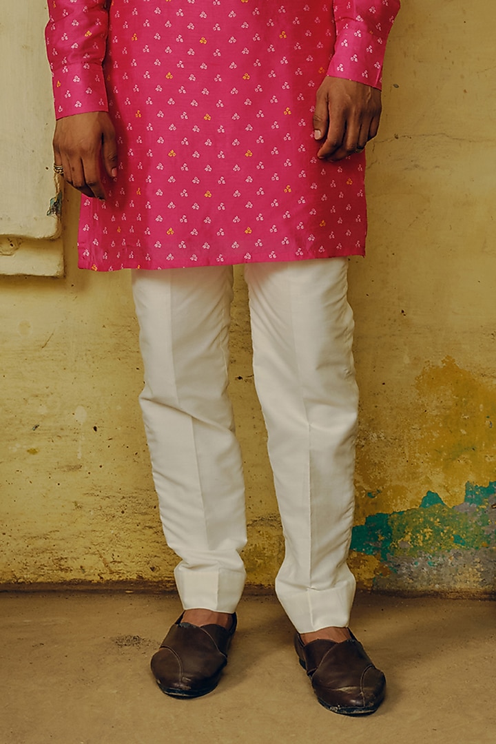 Rani Pink Dupion Silk Kurta Set by Drishti & Zahabia Mens at Pernia's Pop Up Shop