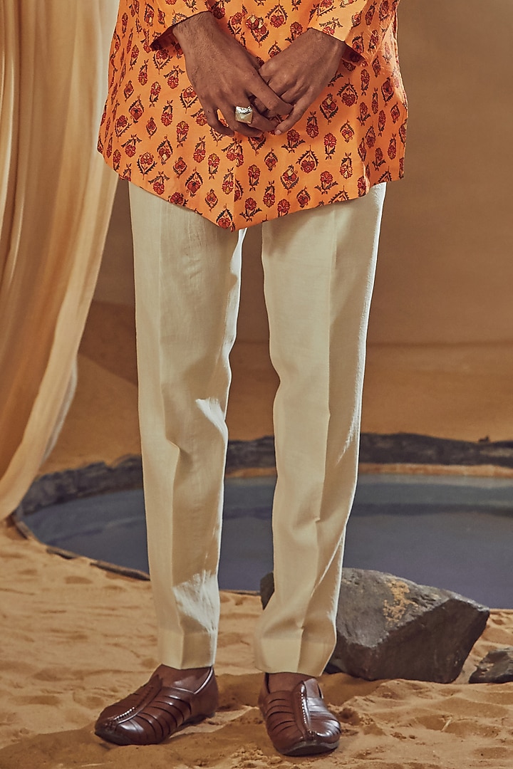 Orange Dupion Silk Digital Printed Kurta Set by Drishti & Zahabia Mens at Pernia's Pop Up Shop