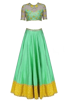 yellow pink green lehenga