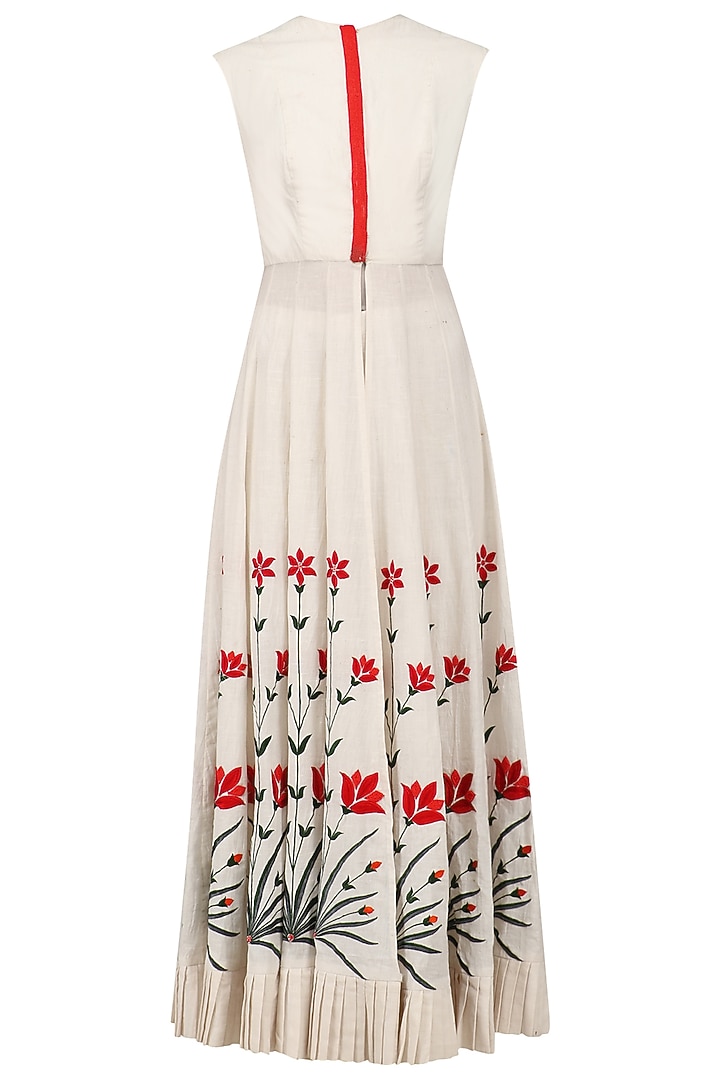 Ivory floral embroidered floor length front open kalidaar set available only at Pernia's Pop Up Shop.