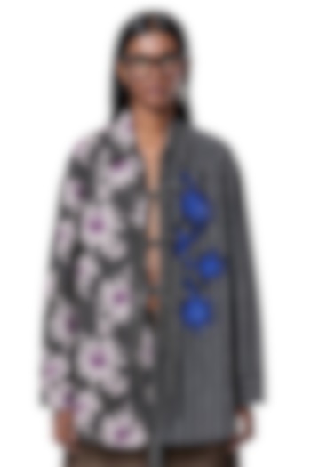 Multi-Colored Cotton Embroidered Handcrafted Oversized Shirt by Dhruv Kapoor at Pernia's Pop Up Shop