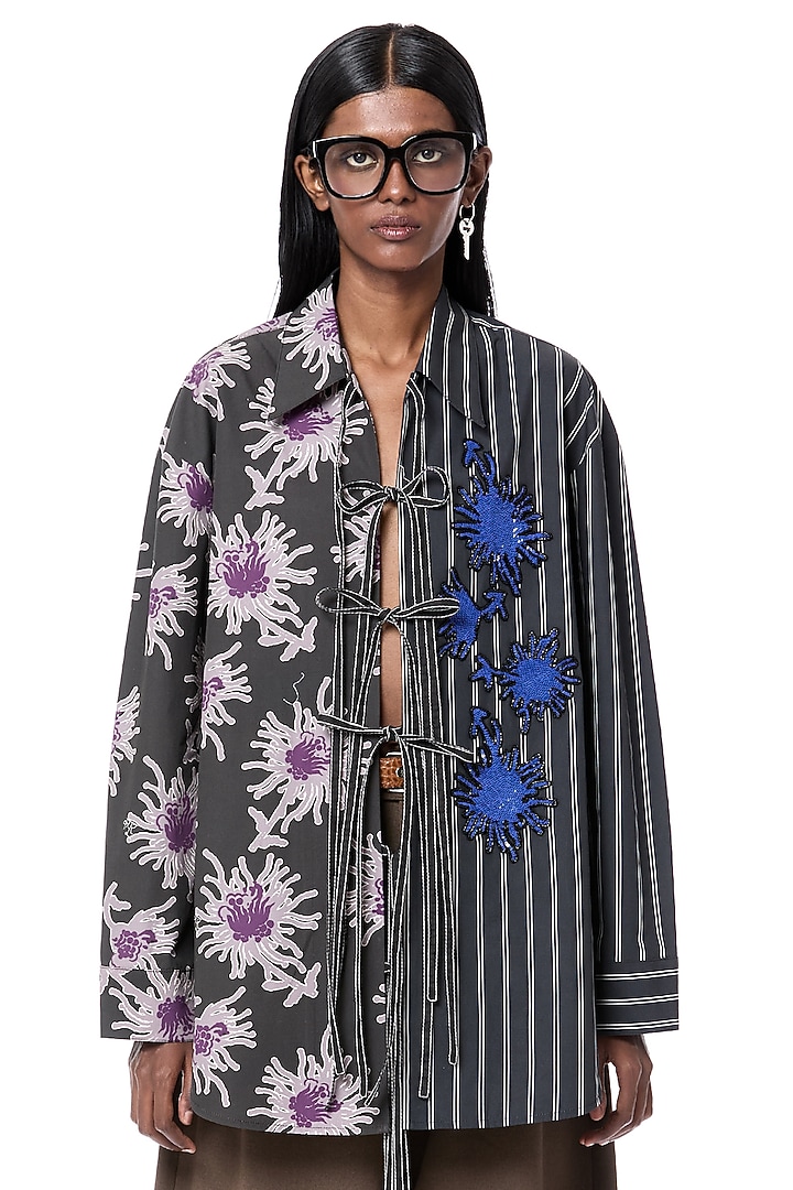 Multi-Colored Cotton Embroidered Handcrafted Oversized Shirt by Dhruv Kapoor at Pernia's Pop Up Shop