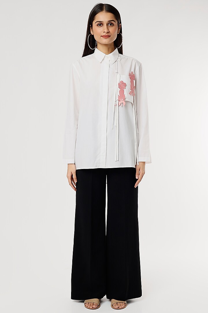 White Embroidered Shirt by Dhruv Kapoor at Pernia's Pop Up Shop