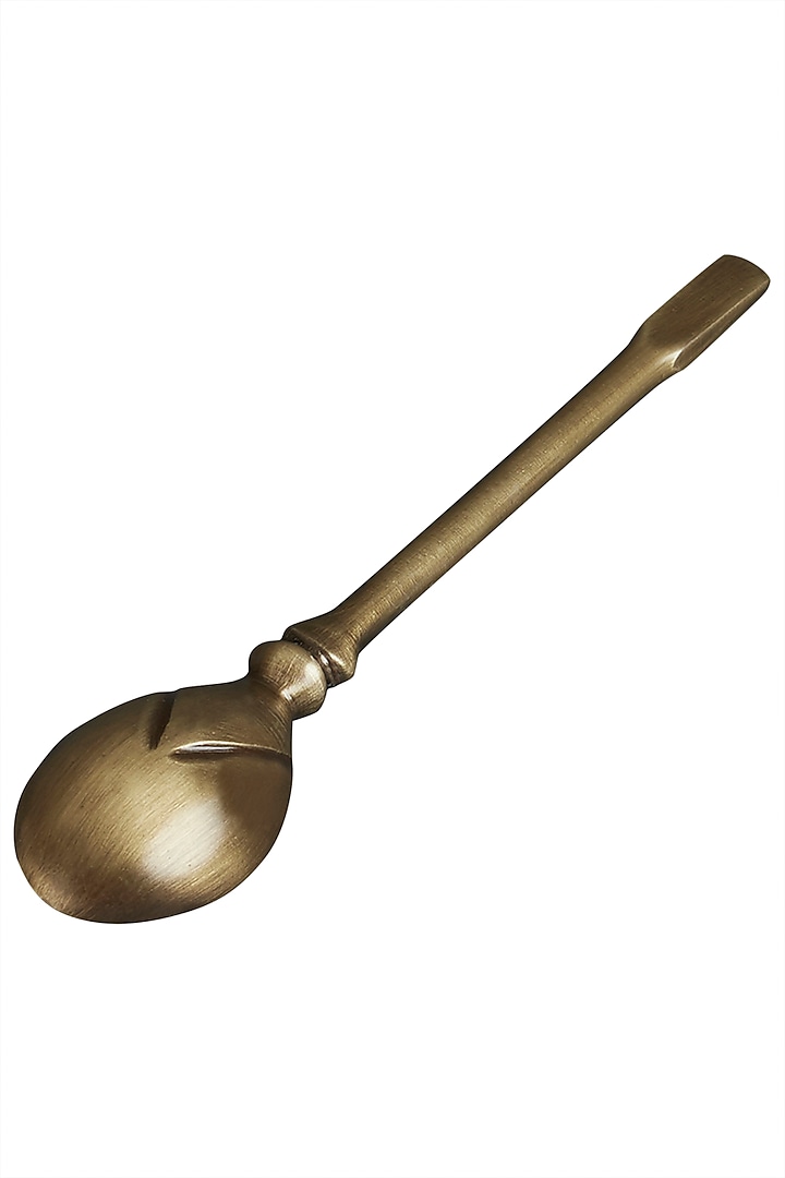 Gold Brassware Cylinder Tiffin & Spoon by Ritu Kumar Home at Pernia's Pop Up Shop