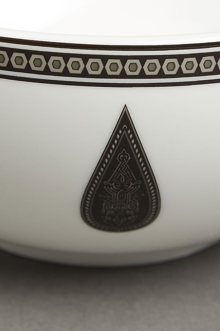 Black & White Awadh Porcelain Round Serving Bowl (S) by Ritu Kumar Home at Pernia's Pop Up Shop