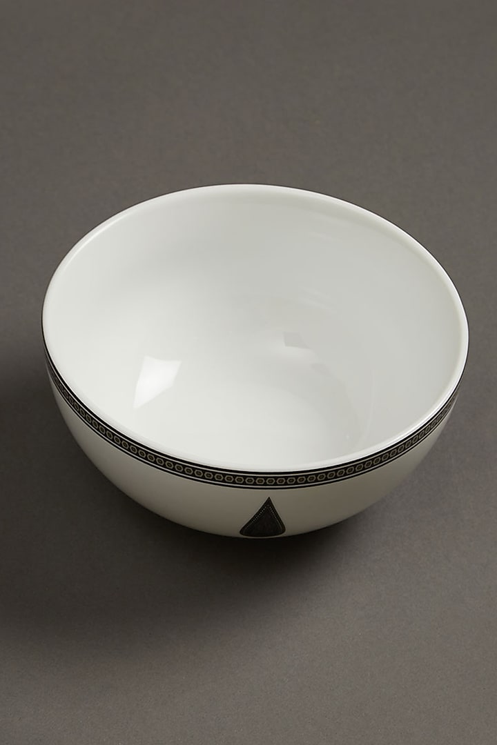 Black & White Awadh Porcelain Round Serving Bowl (S) by Ritu Kumar Home at Pernia's Pop Up Shop