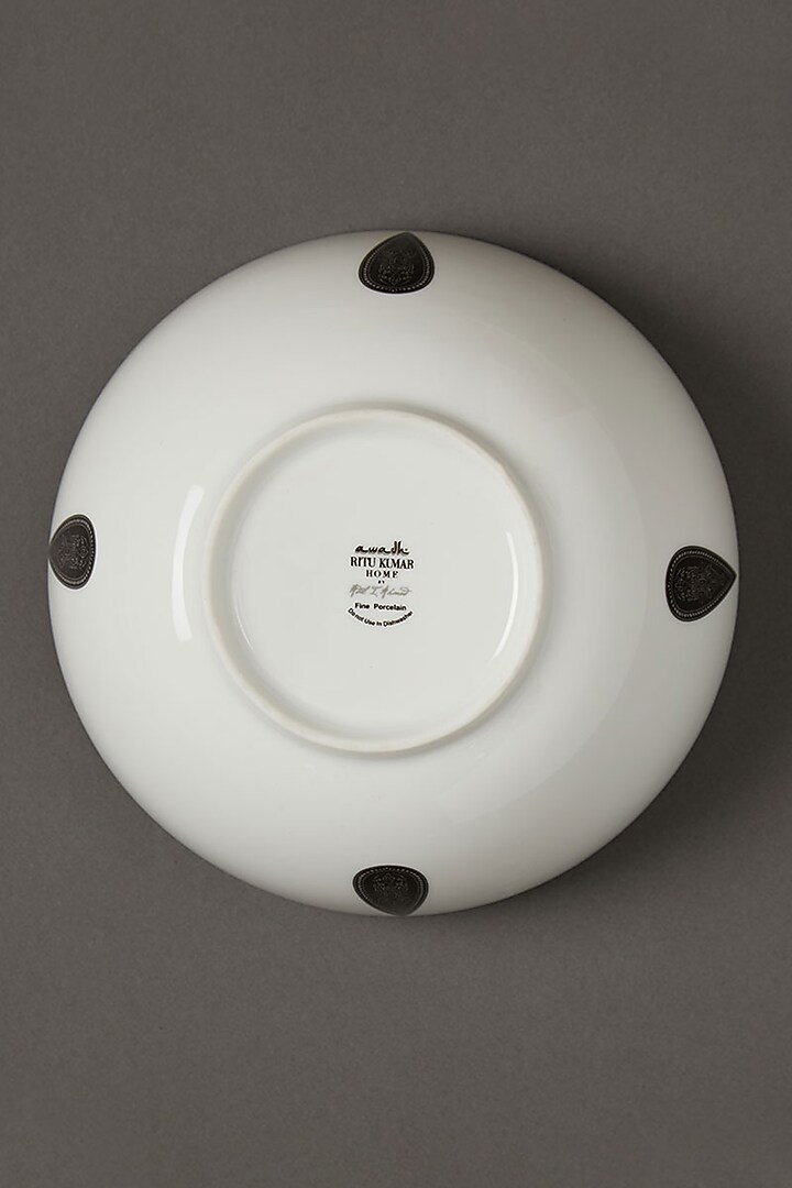 Black & White Awadh Porcelain Round Serving Bowl (S) by Ritu Kumar Home at Pernia's Pop Up Shop
