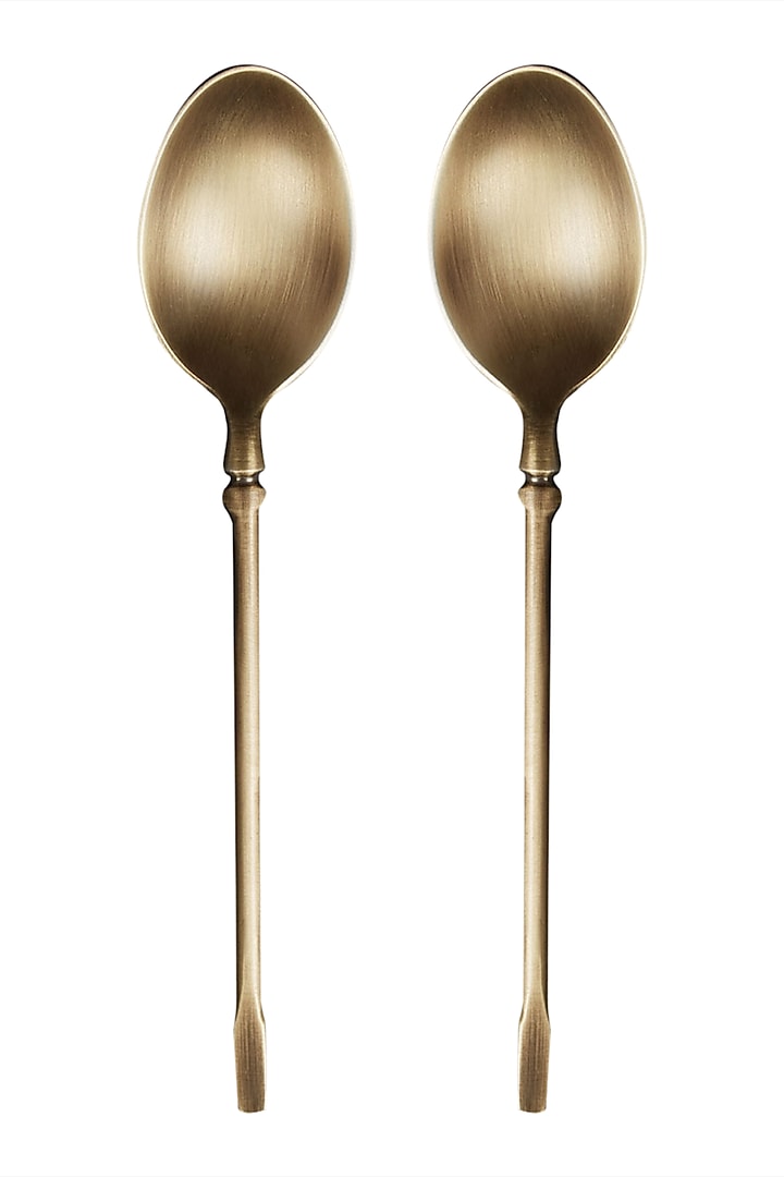 Golden Brass Spoon (Set Of 2) by Ritu Kumar Home