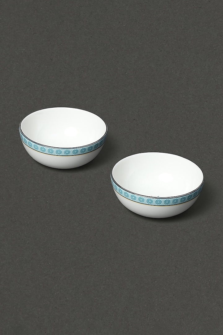 Turquoise Porcelain Bowl (Set Of 2) by Ritu Kumar Home