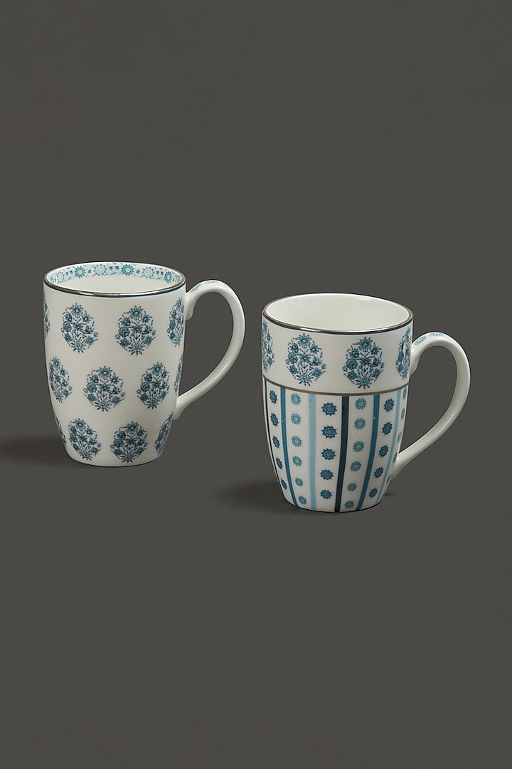 Turquoise Porcelain Mug (Set Of 2) by Ritu Kumar Home