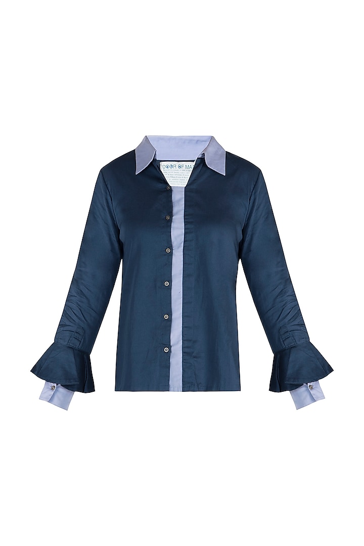 Navy blue button down blouse by DOOR OF MAAI