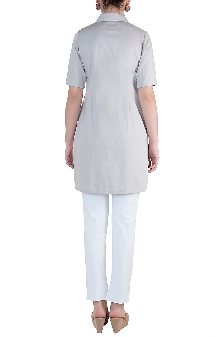 Light grey straight fit tunic dress available only at Pernia's Pop Up Shop.