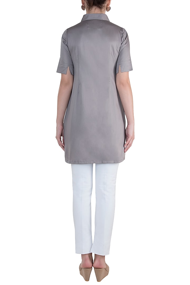 Ash grey straight fit tunic dress available only at Pernia's Pop Up Shop.