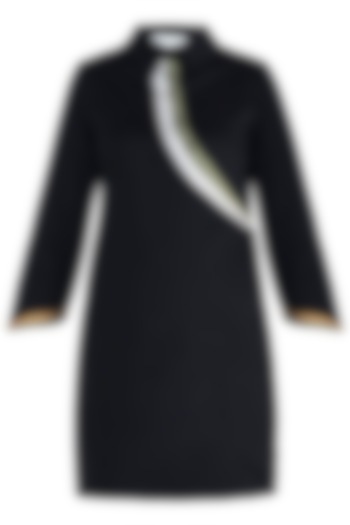 Black straight fit shirt dress by DOOR OF MAAI