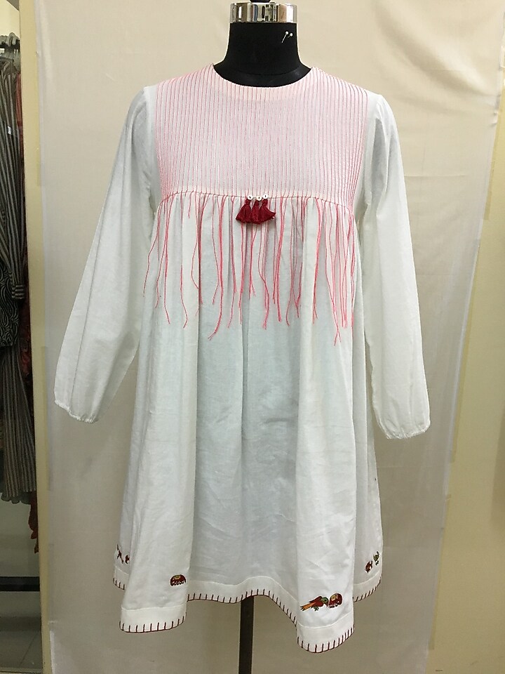 White Embroidered Pintuck Summer Dress by Nika at Pernia's Pop Up Shop