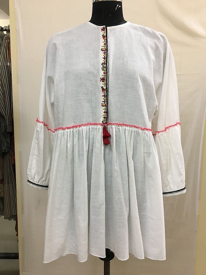 White Embroidered & Pintucked Summer Dress by Nika at Pernia's Pop Up Shop