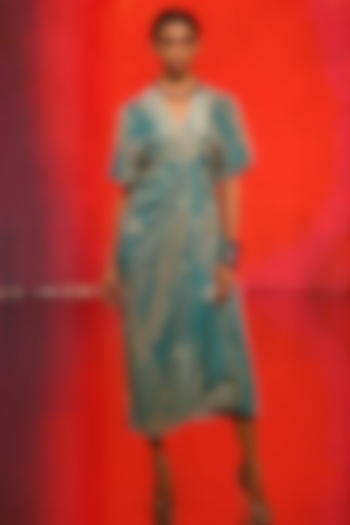 Blue Printed Dress by Ritu Kumar