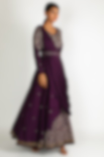 Purple Embroidered Wedding Gown by Dhara Shah Studio at Pernia's Pop Up Shop