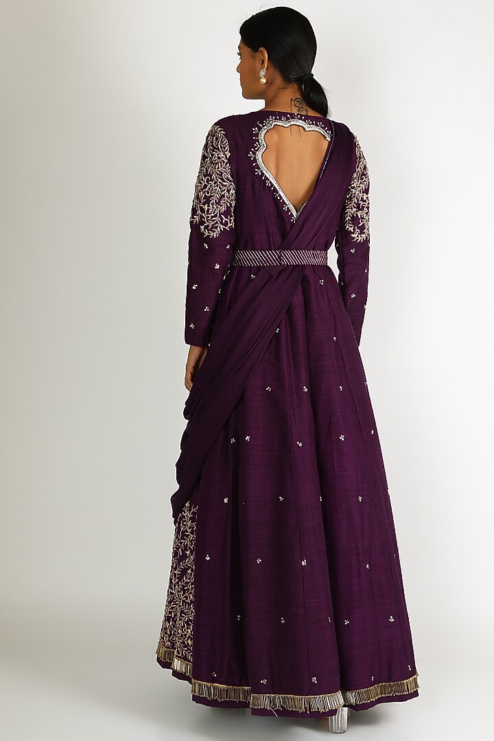 Purple Embroidered Wedding Gown by Dhara Shah Studio at Pernia's Pop Up Shop