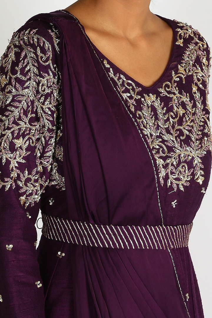 Purple Embroidered Wedding Gown by Dhara Shah Studio at Pernia's Pop Up Shop