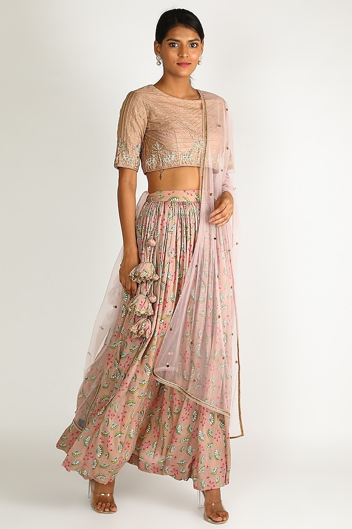 Blush Pink Embroidered Lehenga Set Design by Dhara Shah Studio at ...