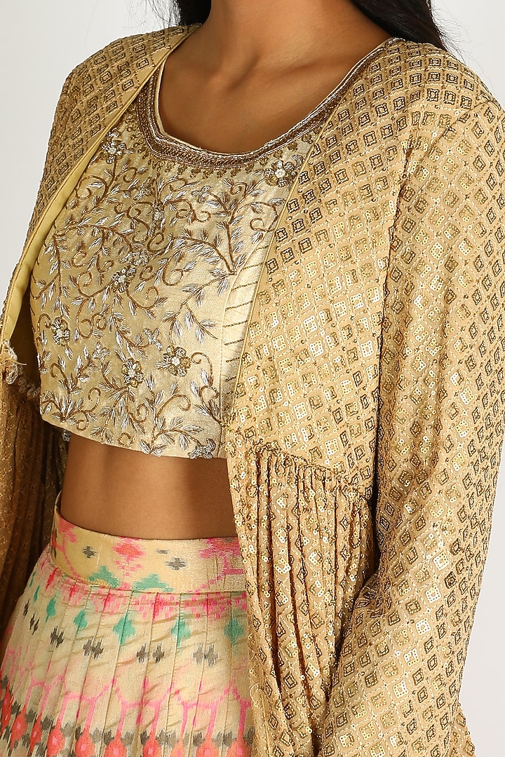 Ivory Embroidered Wedding Lehenga Set by Dhara Shah Studio at Pernia's Pop Up Shop