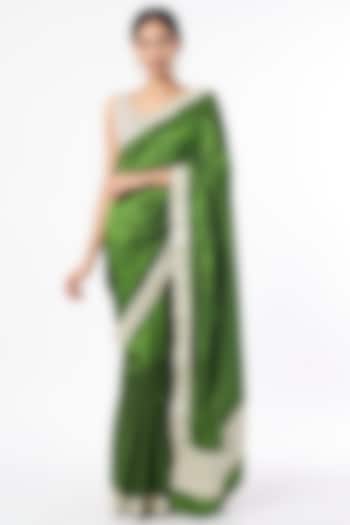 Mehendi Green Embroidered Saree Set by Dhara Shah Studio