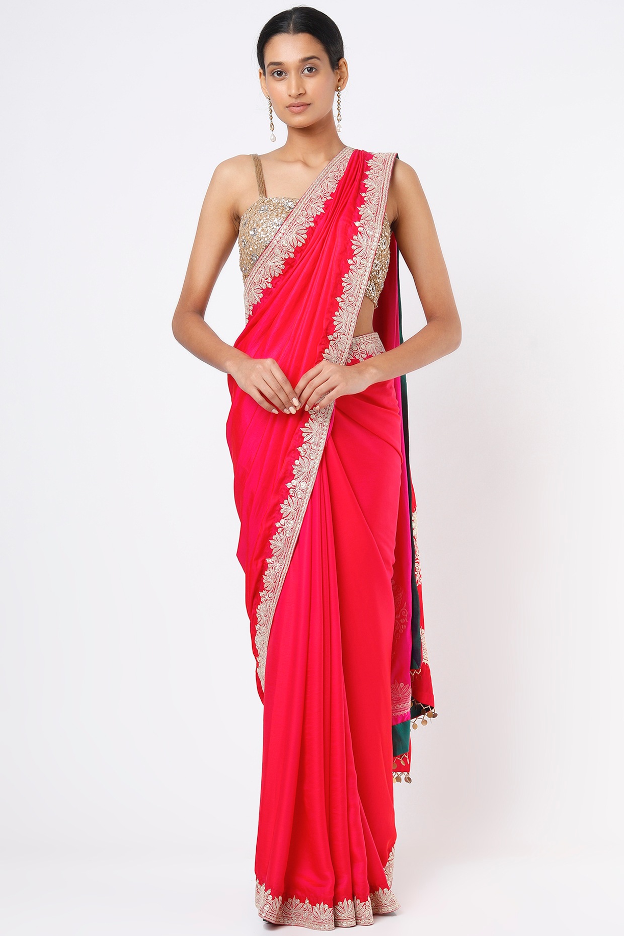 Splendid Cherry Red Color Silk Weave Saree With With Designer Border And  Blouse