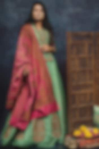 Green Handcrafted Embellished Wedding Lehenga Set by Dhara Shah Studio at Pernia's Pop Up Shop