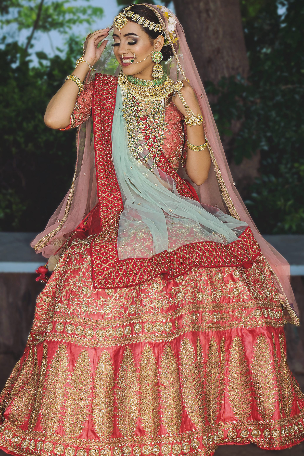 Rust Red Embellished Bridal Lehenga Set by Dhara Shah Studio at Pernia's Pop Up Shop