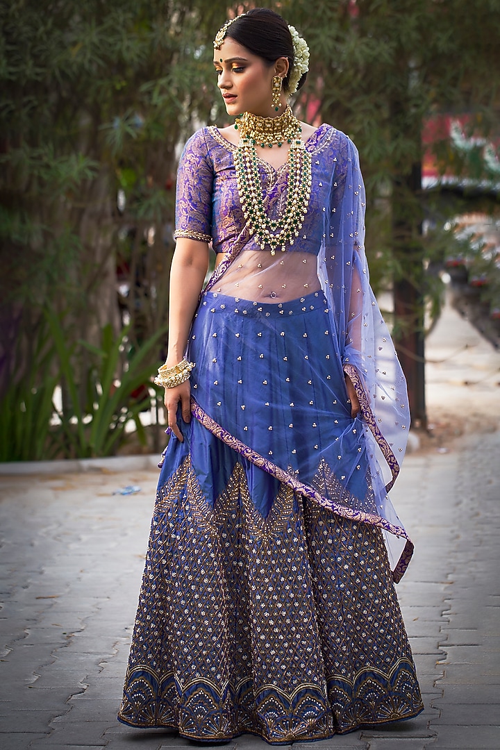 Purple Embellished Wedding Lehenga by Dhara Shah Studio at Pernia's Pop Up Shop