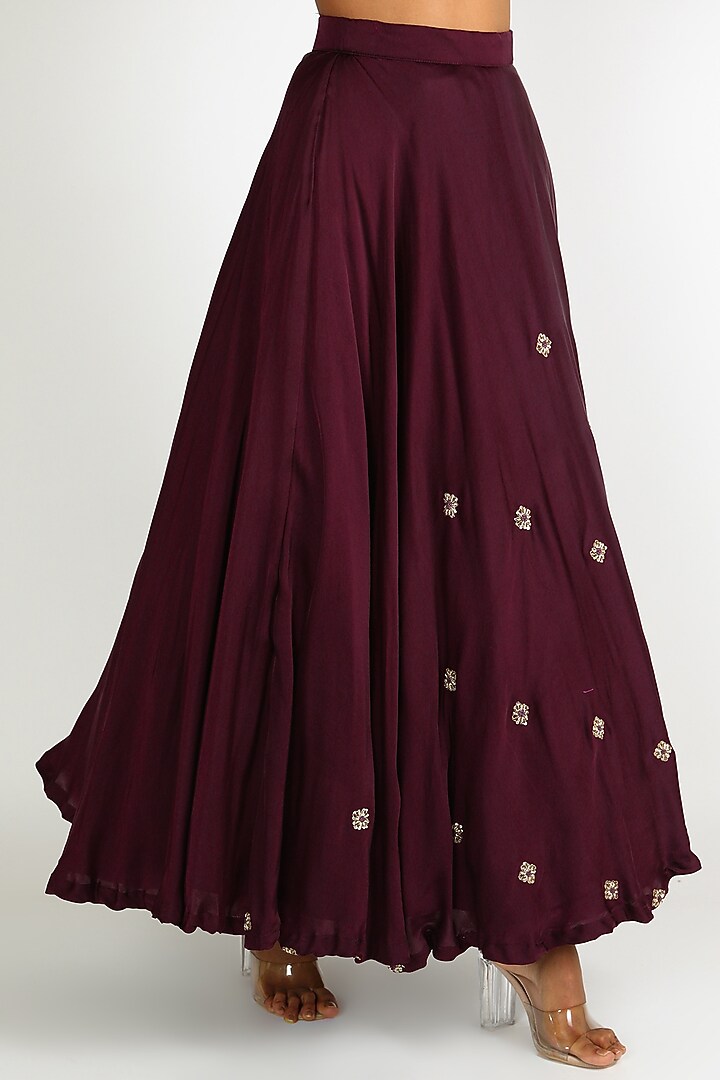 Maroon Embroidered Gown For Girls by Dhara Shah Studio - KIDS at Pernia's Pop Up Shop