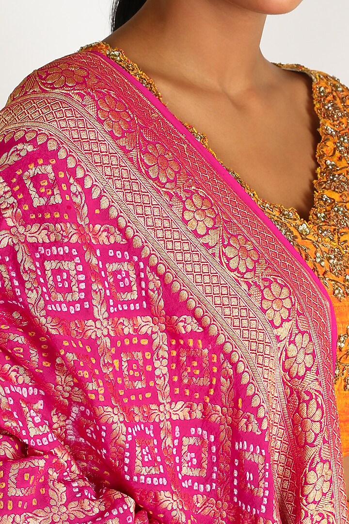 Orange Embroidered Lehenga Set For Girls by Dhara Shah Studio - KIDS at Pernia's Pop Up Shop