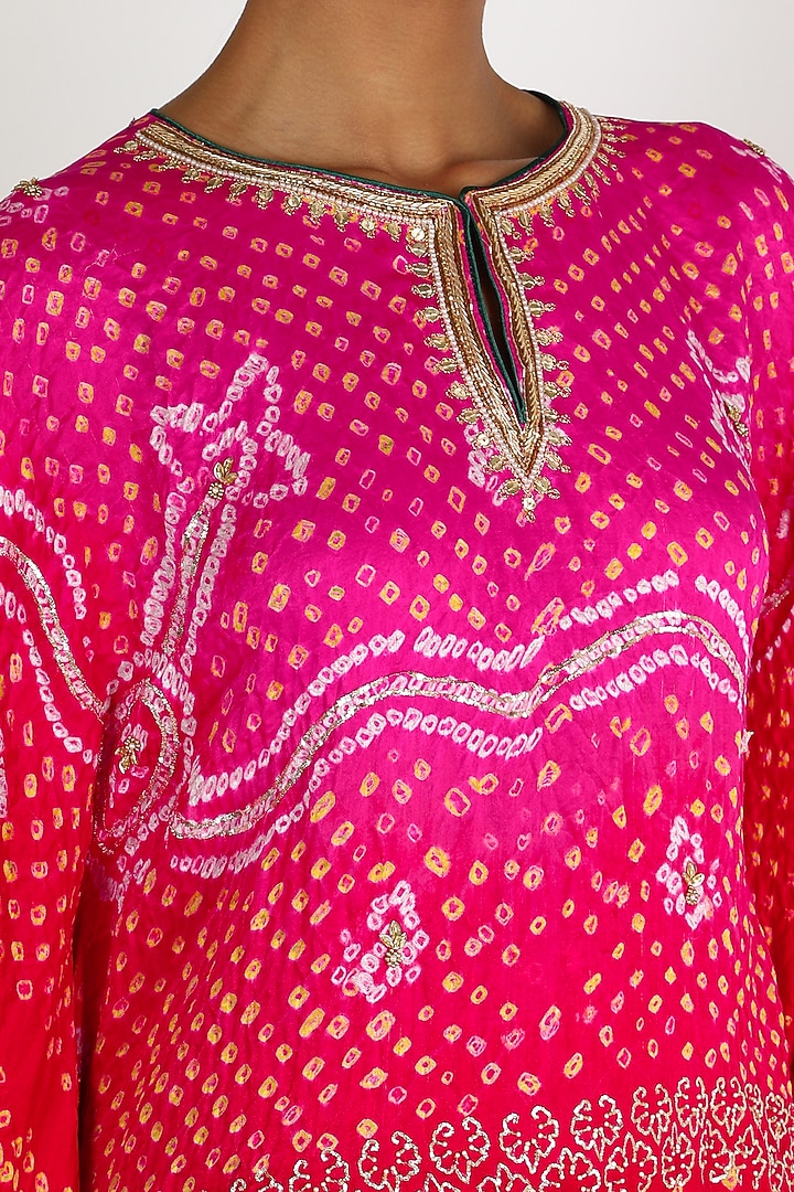Pink Ombre Embroidered Kaftan For Girls by Dhara Shah Studio - KIDS at Pernia's Pop Up Shop