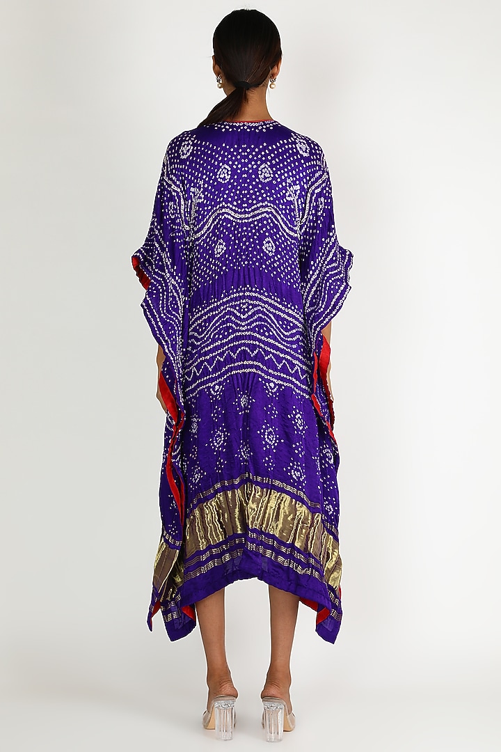 Blue Embroidered Kaftan For Girls by Dhara Shah Studio - KIDS at Pernia's Pop Up Shop
