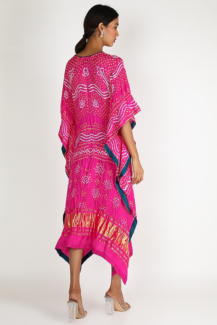 Rani Pink Embroidered Kaftan For Girls by Dhara Shah Studio - KIDS at Pernia's Pop Up Shop