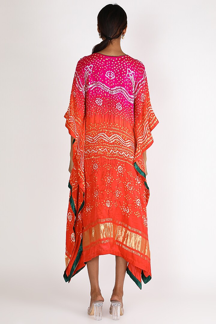Orange Ombre Embroidered Kaftan For Girls by Dhara Shah Studio - KIDS at Pernia's Pop Up Shop
