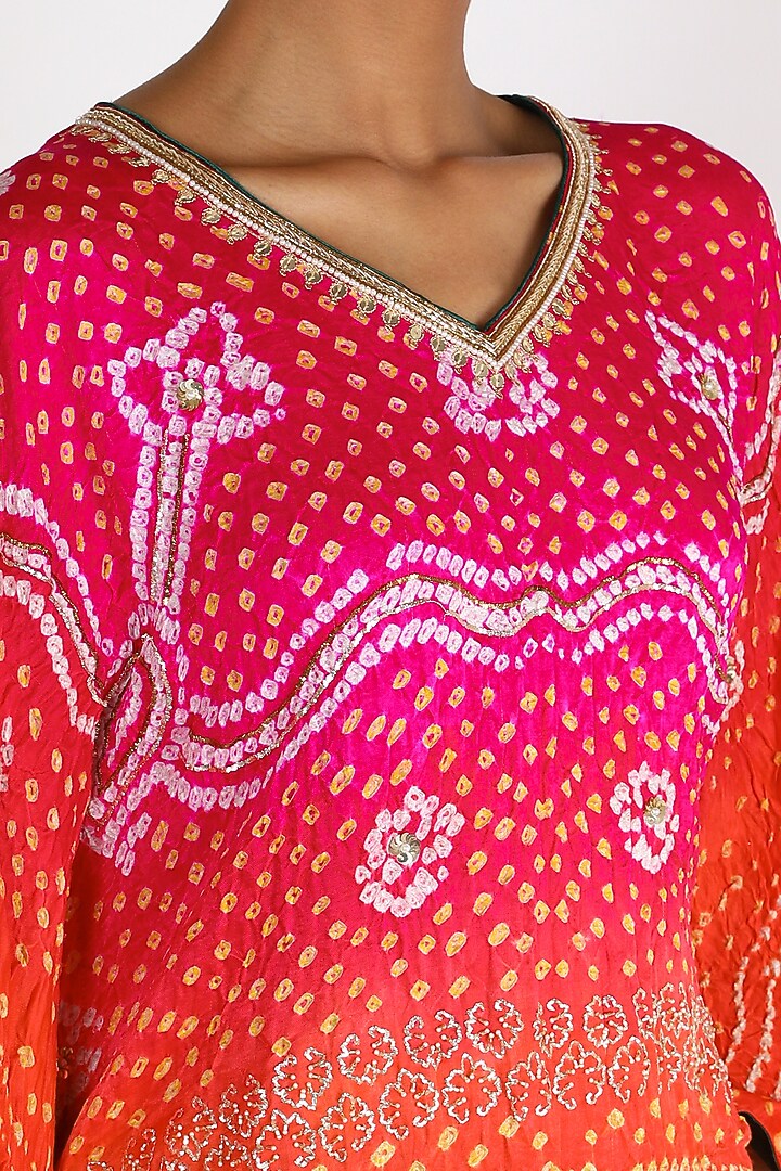 Orange Ombre Embroidered Kaftan For Girls by Dhara Shah Studio - KIDS at Pernia's Pop Up Shop