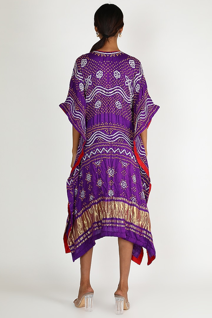 Purple Embroidered Kaftan For Girls by Dhara Shah Studio - KIDS at Pernia's Pop Up Shop