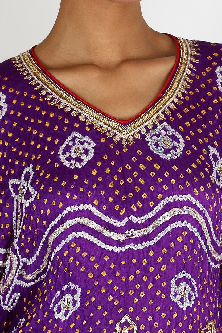 Purple Embroidered Kaftan For Girls by Dhara Shah Studio - KIDS at Pernia's Pop Up Shop