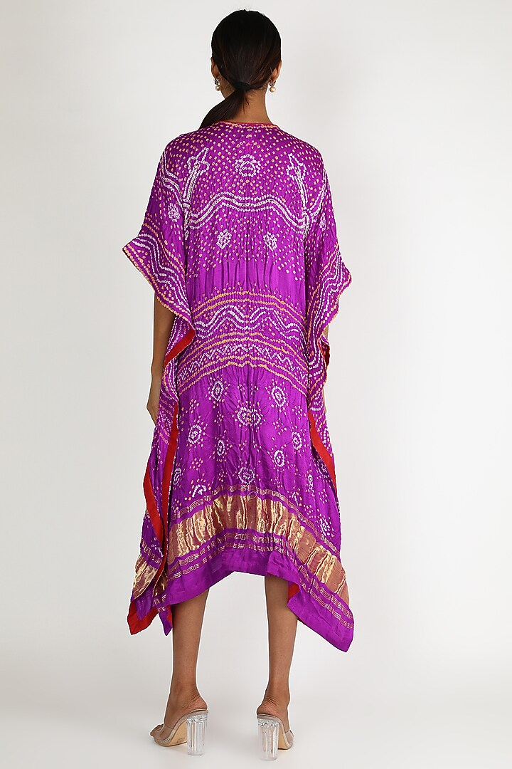 Purple Zardosi Embroidered Kaftan For Girls by Dhara Shah Studio - KIDS at Pernia's Pop Up Shop