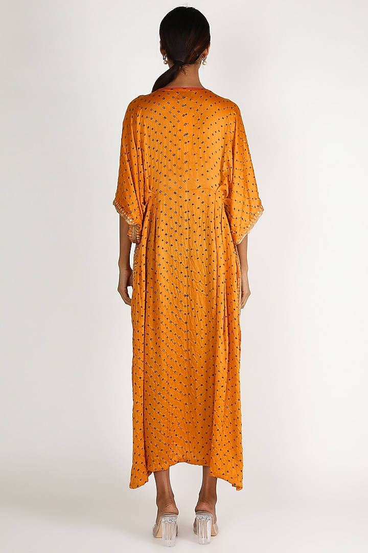 Mango Yellow Embroidered Kaftan For Girls by Dhara Shah Studio - KIDS at Pernia's Pop Up Shop