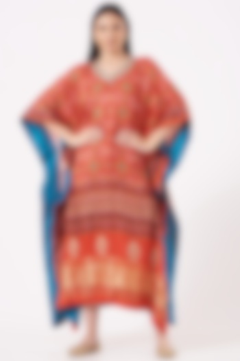 Red Printed Kaftan by Dhara Shah Studio at Pernia's Pop Up Shop