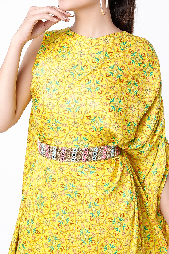 Yellow Patola Printed Vacation Dress by Dhara Shah Studio at Pernia's Pop Up Shop
