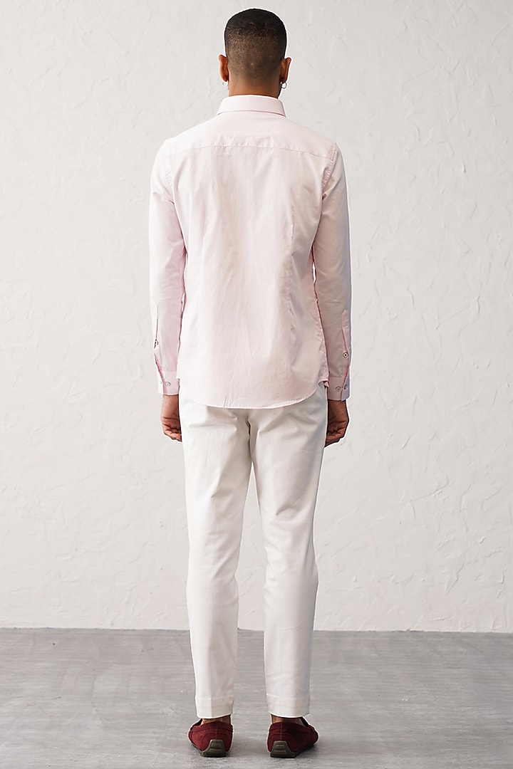 Pink Cotton Satin Party Wear Shirt by SEVENDC MEN at Pernia's Pop Up Shop