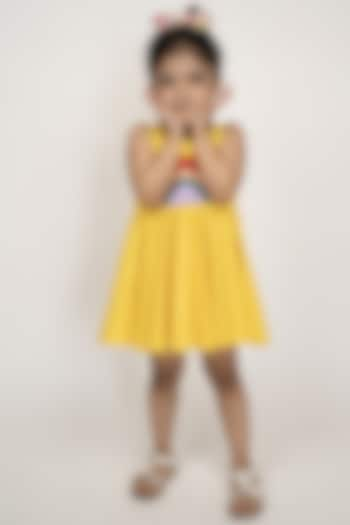 Yellow Cotton Rainbow Dress For Girls by PiccoRicco at Pernia's Pop Up Shop