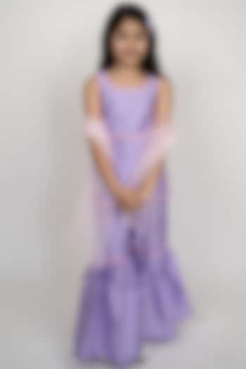 Lilac Silk Sharara Set For Girls by PiccoRicco at Pernia's Pop Up Shop