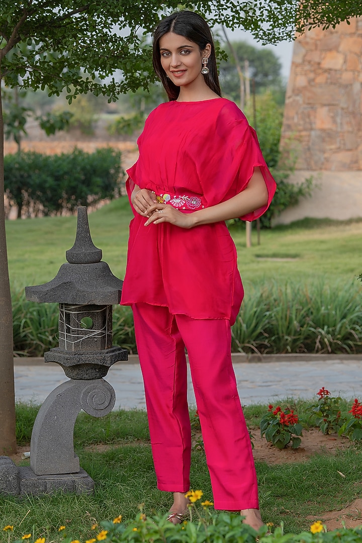 Magenta Pink Organza Co-Ord Set by House Of Jamoti at Pernia's Pop Up Shop