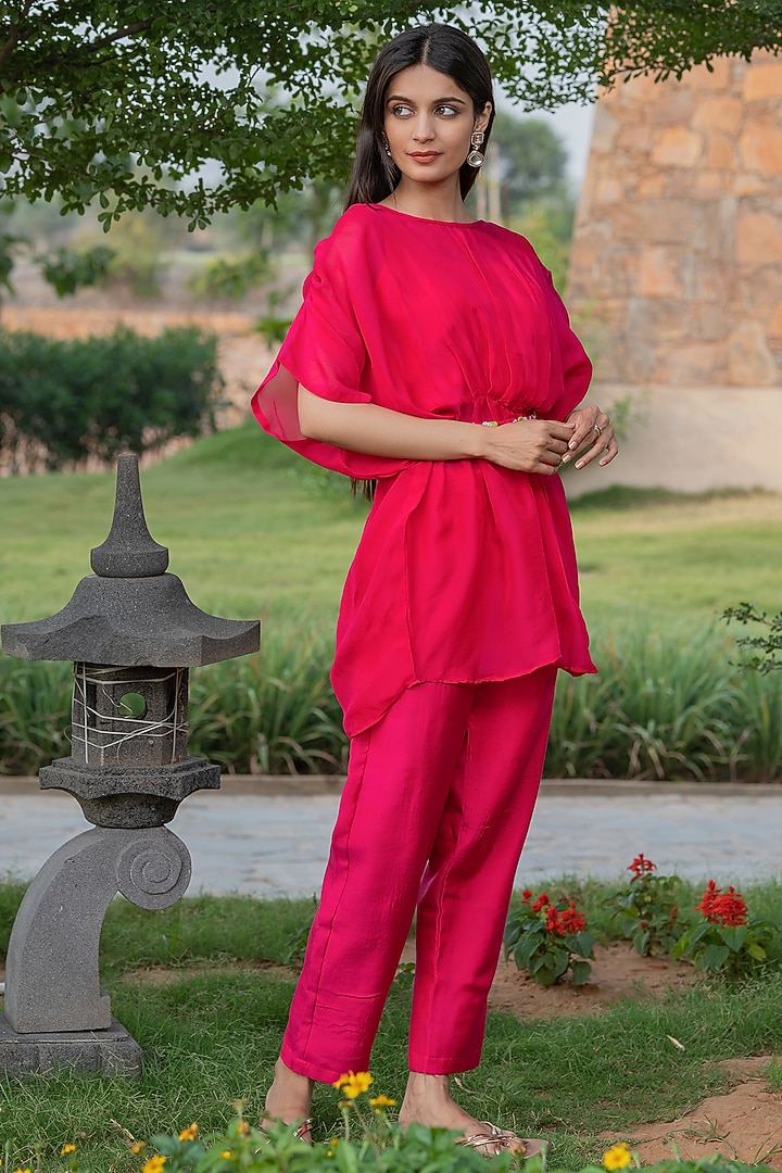 Magenta Pink Organza Co-Ord Set by House Of Jamoti at Pernia's Pop Up Shop